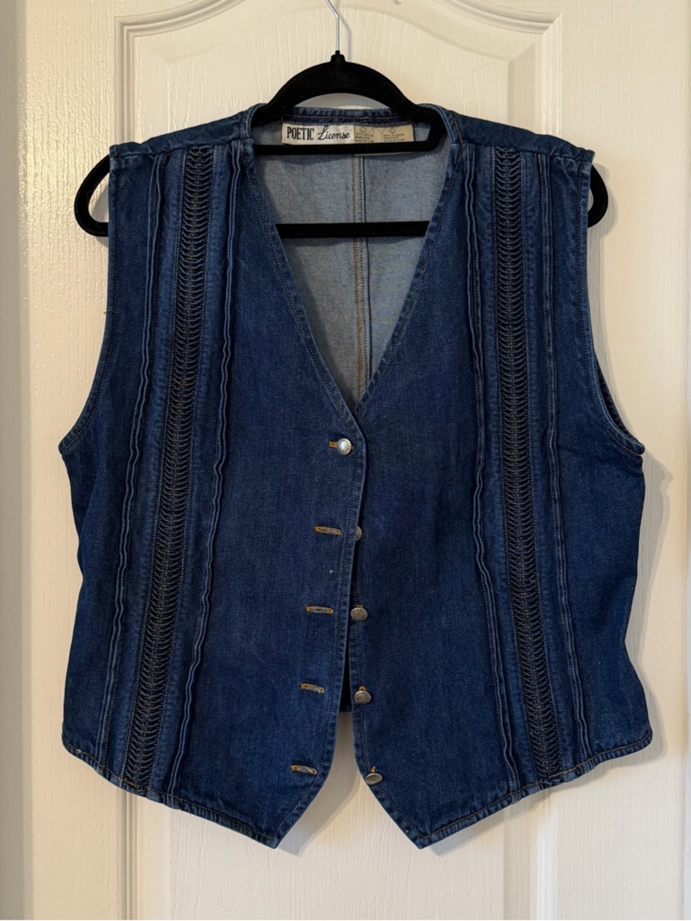 Poetic License Vintage Dark Blue Cotton Denim Vest L